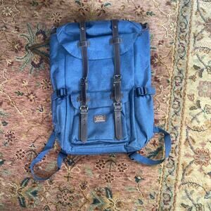 Kaukko Vintage Navy Canvas Backpack Leather Straps Japan Design Travel Rucksack